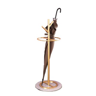 Umbrella Racks WXYZ Golden Umbrella Stand with Branch Shape, Creative Wrought Iron Umbrella Barrel with Solid Marble Base, Decorative Ornaments 32x55cm (Color : Gold+White)