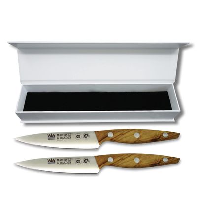 Artenostro Monaco Steak Knife Set (2 pcs) - Smooth Edge - Olive Wood Handle - For a Cozy and Inviting Table Setting