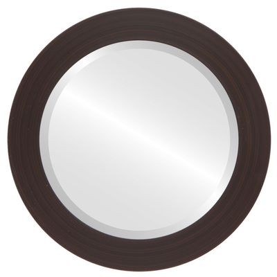 OVALCREST Round Beveled Wall Mirror for Home Decor - Soho Style - Black Walnut - 18x18 Outside Dimensions