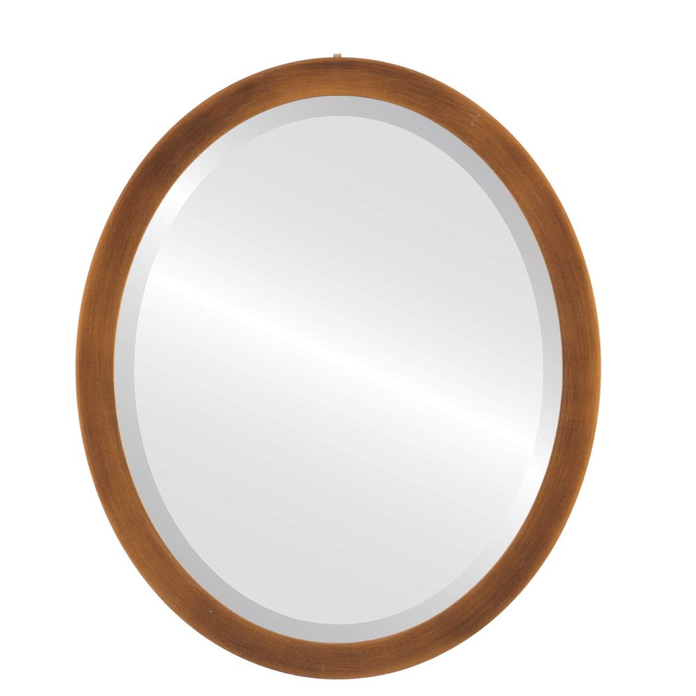 OVALCREST Oval Beveled Wall Mirror for Home Decor - Manhattan Style - Sunset Gold - 20x26 Outside Dimensions