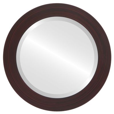 OVALCREST Round Beveled Wall Mirror for Home Decor - Soho Style - Black Cherry - 18x18 Outside Dimensions