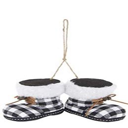 Black And White Buffalo Check Snow Boots Ornaments Christmas Tree Trimming Decoration