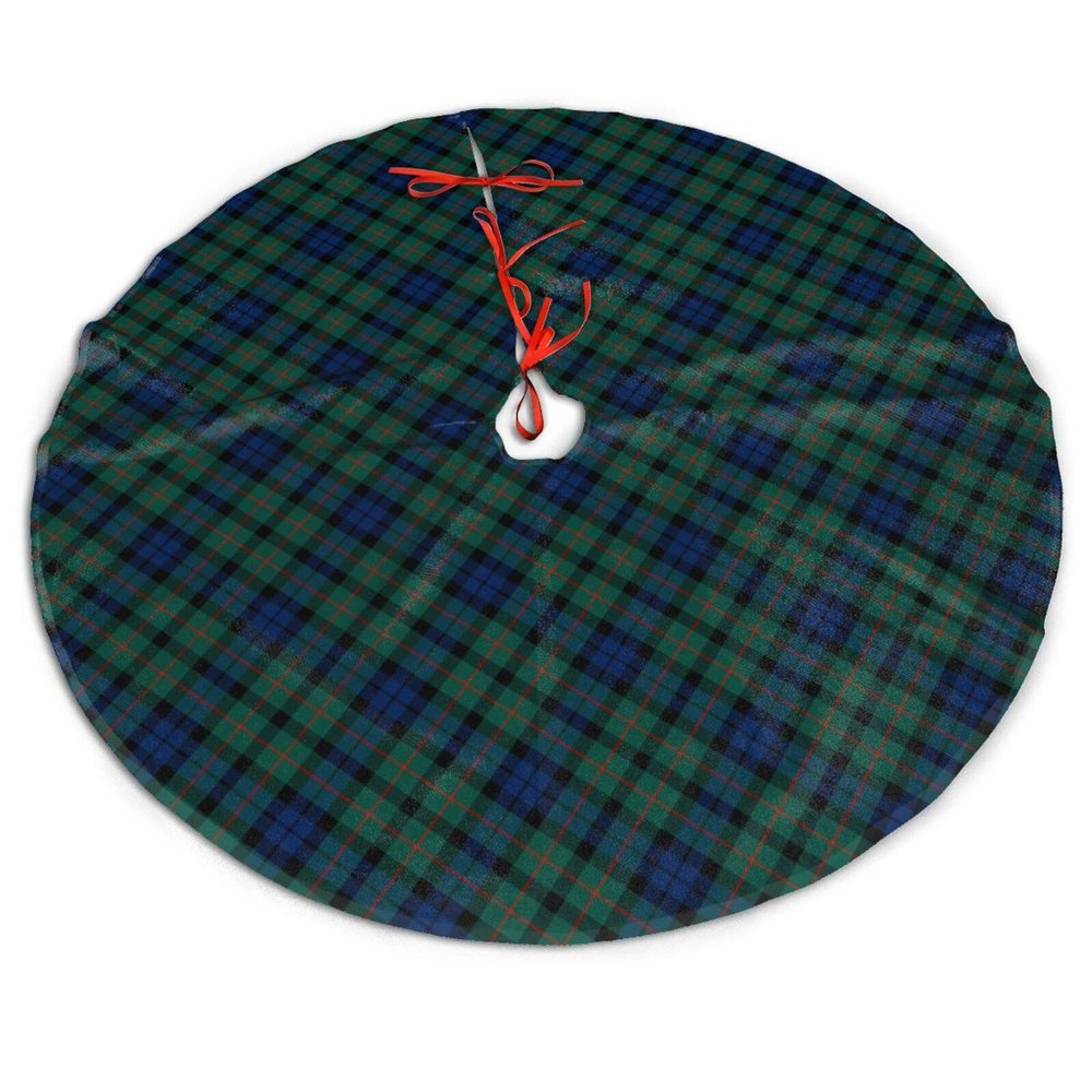 DARAJZ Clan Maccallum Dark Blue and Green Scottish Tartan Christmas Tree Skirt for Xmas Party Decoration-48 inch