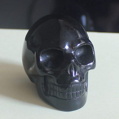 2'' Hand Carved Mixed Gemstone Crystal Skull Figurine Carving Home Decor (Black Obsidian)