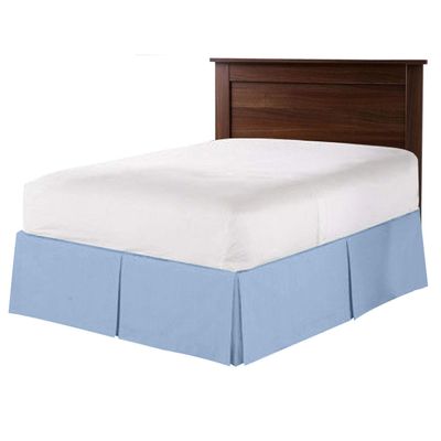 100% Cotton 800 Thread Count Box Pleated Bed Skirt - Luxury Pleated Dust Ruffle, Hotel Quality Modern Bed Skirt, Easy Fit with 15 Inch Tailored Drop, Full XL, Light Blue