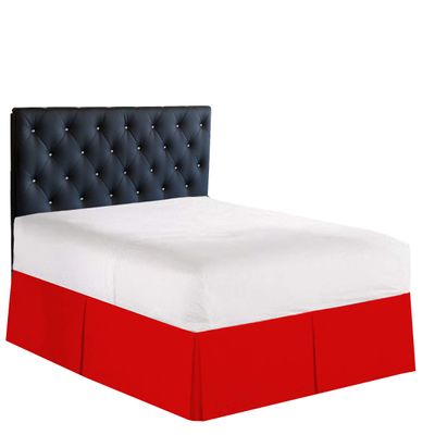 100% Cotton 800 Thread Count Box Pleated Bed Skirt - Luxury Pleated Dust Ruffle, Hotel Quality Modern Bed Skirt, Easy Fit with 15 Inch Tailored Drop, Twin XL, Red