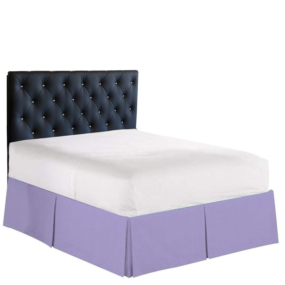 100% Cotton 800 Thread Count Box Pleated Bed Skirt - Luxury Pleated Dust Ruffle, Hotel Quality Modern Bed Skirt, Easy Fit with 15 Inch Tailored Drop, Twin XL, Lilac