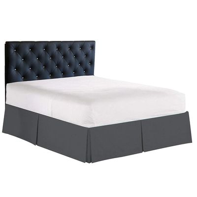 100% Cotton 800 Thread Count Box Pleated Bed Skirt - Luxury Pleated Dust Ruffle, Hotel Quality Modern Bed Skirt, Easy Fit with 15 Inch Tailored Drop, RV Bunk 42X80, Dark Grey