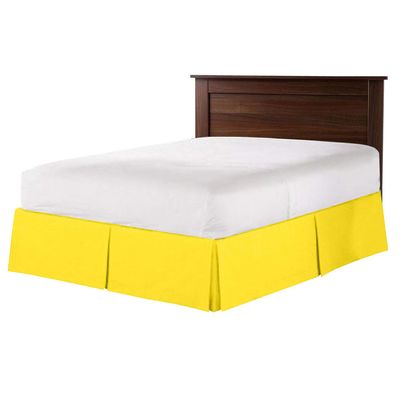 100% Cotton 800 Thread Count Box Pleated Bed Skirt - Luxury Pleated Dust Ruffle, Hotel Quality Modern Bed Skirt, Easy Fit with 15 Inch Tailored Drop, Full XL, Yellow