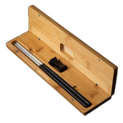 1 Pair Reusable Natural Ebony Wood 999 Silver Chopsticks - Classic Round handle Chinese Style Korean - Customized Engraved Christmas Gift Luxury Chopsticks Set With Rest and Bamboo Case