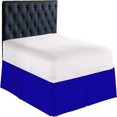 100% Cotton 800 Thread Count Box Pleated Bed Skirt - Luxury Pleated Dust Ruffle, Hotel Quality Modern Bed Skirt, Easy Fit with 15 Inch Tailored Drop, Full, Royal Blue