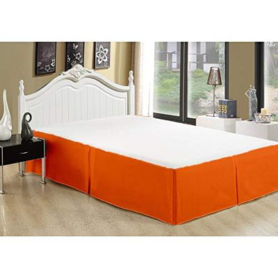 100% Cotton 800 Thread Count Box Pleated Bed Skirt - Luxury Pleated Dust Ruffle, Hotel Quality Modern Bed Skirt, Easy Fit with 15 Inch Tailored Drop, RV King, Orange