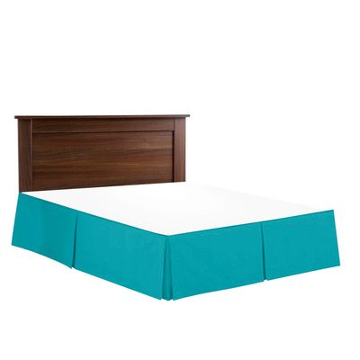 100% Cotton 800 Thread Count Box Pleated Bed Skirt - Luxury Pleated Dust Ruffle, Hotel Quality Modern Bed Skirt, Easy Fit with 15 Inch Tailored Drop, Full XL, Turquoise