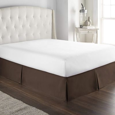 100% Cotton 800 Thread Count Box Pleated Bed Skirt - Luxury Pleated Dust Ruffle, Hotel Quality Modern Bed Skirt, Easy Fit with 15 Inch Tailored Drop, King XL, Chocolate