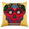 SARO LIFESTYLE Da de Los Muertos Collection Bright Sugar Skull Pillow Cover, 18", Yellow view 1