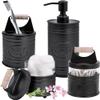 Autumn Alley Rustic Bathroom Accessories Set Black Farmhouse Soap Dispenser, Matte Black Toothbrush Holder, 2 Apothecary Jars Qtip Holder Glass - Rustic Bathroom Decor, Farmhouse Bathroom Accessories view 1