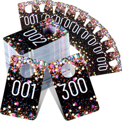 Jetec 300 Pieces Live Plastic Number Tags, Consecutive Reusable Normal and Mirrored Image Number Tags for Live Coat Room Hanger Cards