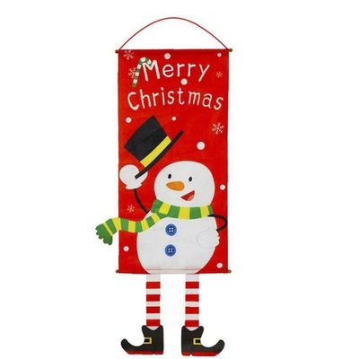 1pc Xmas Hanging Flag Cartoon Window Background Hanging Flag Christmas Indoor Outdoor Hanging Sign Shop Wall Room Decoration