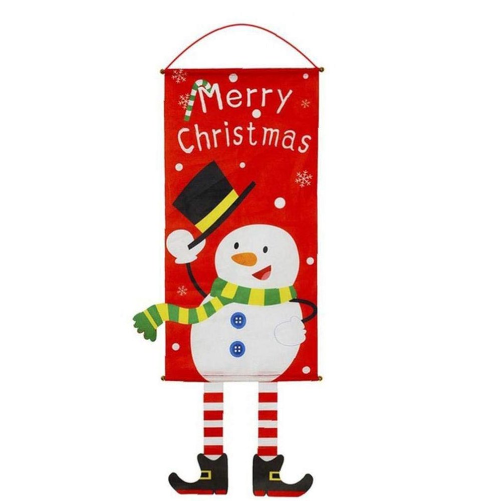 1pc Xmas Hanging Flag Cartoon Window Background Hanging Flag Christmas Indoor Outdoor Hanging Sign Shop Wall Room Decoration