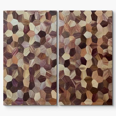 SIGNLEADER Canvas Print Wall Art Set Brown & Purple Wood Grain Panel Collage Abstract Patterns Digital Art Realism Minimalist Colorful Multicolor for Living Room, Bedroom, Office - 24"x36" x 2 Panels