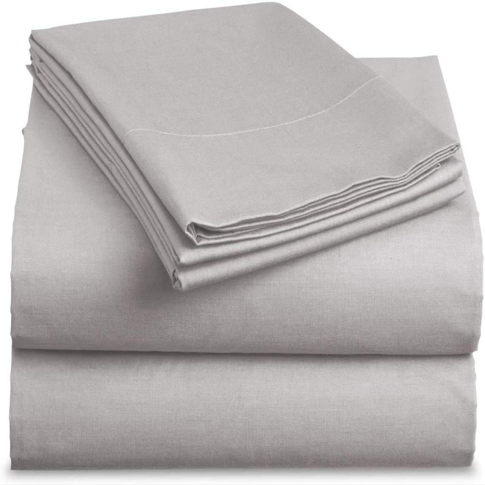 5 Pcs Split King Sheet Sets for Adjustable Bed -100% Pure Cotton 800 TC Best Bedding Set Extra Soft, Easy Fit Upto 15" Deep Pockets of Fitted Sheet (Split King Size, Silver)