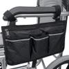 ZALING Wheelchair Armrest Side Bag Wheelchair Secure Storage Walker Bags Wheelchair Electric Scooter Bag Hands Free Bag,Black view 4