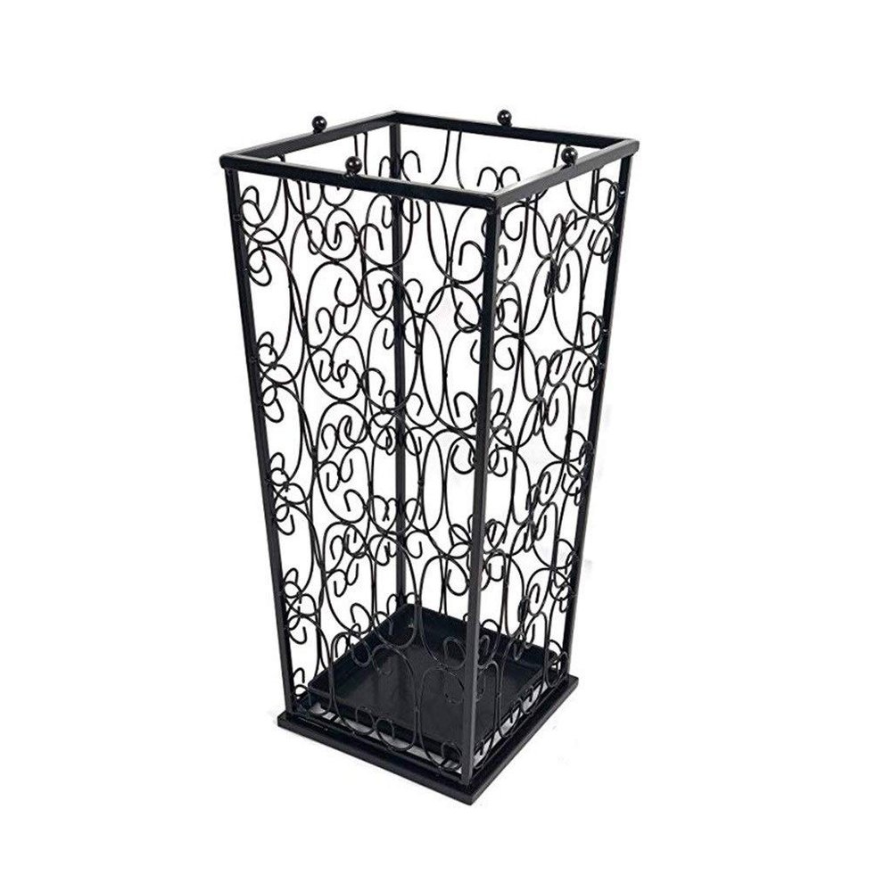 Umbrella Racks AYY Black European Style Iron Umbrella Stand Umbrella Holder, Stand-Alone Hollow Umbrella Stick Storage Rack, with Hook and Independent Drip Tray, 21x21x55cm