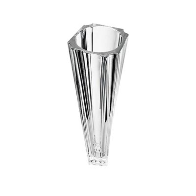 Bohemian Crystal Vase Balzac, 13" H Decorative Clear Crystal Flower Vase, Elegant Centerpiece Wedding Gift Bud Vase