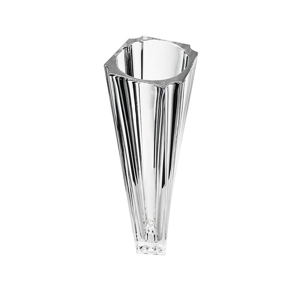 Bohemian Crystal Vase Balzac, 13" H Decorative Clear Crystal Flower Vase, Elegant Centerpiece Wedding Gift Bud Vase