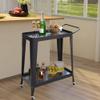 ABBLE 2-Tier Metal Frame Bar Cart Rolling Cart Utility Cart, Kitchen Cart Rolling Storage Trolley with Swivel Wheels for Kitchen, Bathroom - Glossy Pearl Ash view 1