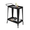 ABBLE 2-Tier Metal Frame Bar Cart Rolling Cart Utility Cart, Kitchen Cart Rolling Storage Trolley with Swivel Wheels for Kitchen, Bathroom - Glossy Pearl Ash view 2