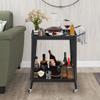 ABBLE 2-Tier Metal Frame Bar Cart Rolling Cart Utility Cart, Kitchen Cart Rolling Storage Trolley with Swivel Wheels for Kitchen, Bathroom - Glossy Pearl Ash view 3