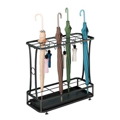 Umbrella Racks WXYZ Household Wrought Iron Umbrella Stand, Waterproof and Rustproof Detachable Umbrella Box, 18 Holes 10 Hook Hotel Umbrella Bucket, 55x24x60.5cm