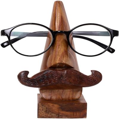 EARTHLY HOME Wooden Spectacle Eye Glasses Holder, Classic Mustache Eyewear Retainer Sunglasses Holder Display Stand Wooden Specs Holder Optical Glass Accessories, Home Dcor Office Desktop Accessory 2