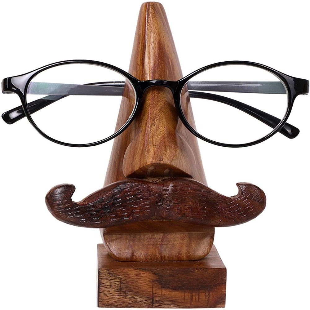 EARTHLY HOME Wooden Spectacle Eye Glasses Holder, Classic Mustache Eyewear Retainer Sunglasses Holder Display Stand Wooden Specs Holder Optical Glass Accessories, Home Dcor Office Desktop Accessory 2