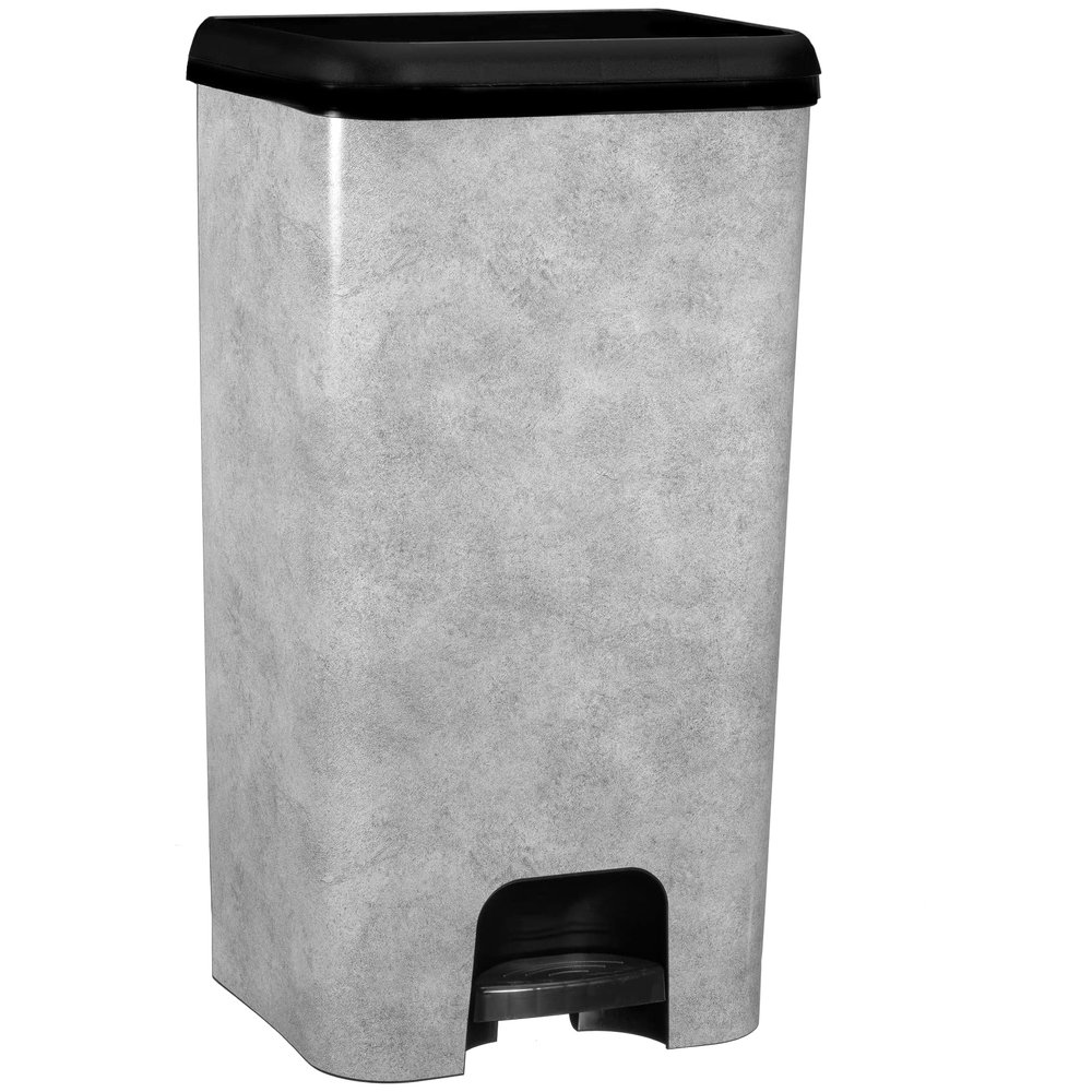 KITCHEN MOVE Lincoln 40L Kitchen Pedal Bin Plastic Concrete Look, Silver, 33x30xh59cm