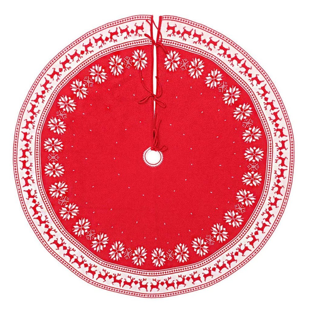 DUO ER Christmas Tree Skirt Felt Snow Plush Base Floor Mat Cover Xmas Merry Christmas Tree Ornament Santa Deer for Holiday Party
