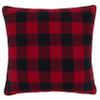 SARO LIFESTYLE Christmas Collection Buffalo Plaid Merry Pillow Cover, 16", Red view 2