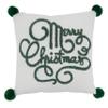 SARO LIFESTYLE Martinique Collection Merry Christmas Throw Pillow Cover, 12", White view 1