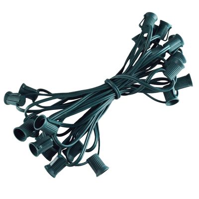 25 Foot C9 Light Strand | Green Wire 25 Sockets Intermediate E17 Base | 12" Spacing Outdoor/Indoor Use | Ideal Christmas Lighting | 1 Pack by GoodBulb