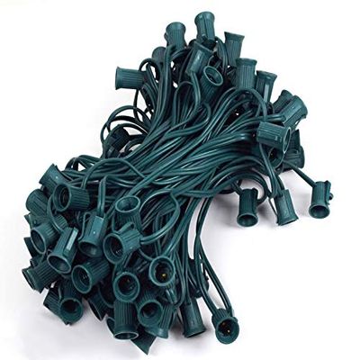 100 Foot C9 Light Strand | Green Wire 100 Sockets Intermediate E17 Base | 12" Spacing Outdoor/Indoor Use | Ideal Christmas Lighting | 1 Pack by GoodBulb
