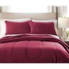 HNU 2 Piece Cabin Lodge Warm Fashionable Wine Red Comforter Set, Beautiful Design Stitched Solid Color Flannel Material Reversing to Sherpa Soft Bedding Twin Size view 2