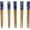 Bamboo Chopsticks Set, Japanese Reusable Wooden Chopsticks with Traditional Pattern Designs, Non Slip Tips Dishwasher Safe Asian Chopsticks for Sushi Ramen Noodles Rice Dining (10, Blue Print) view 1