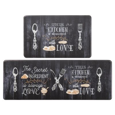Asrug Anti Fatigue Comfort Standing Desk Mat, Kitchen Mats Floor Pad Non Slip Kitchen Set of 2, 17.3''x27.6''+17.3''x47.2''