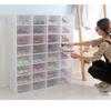 Front Open Shoe Box Set Rack Stack Foldable Shoe Box Plastic Storage Case Clear White Stackable Organizer (24 shoe boxes angel white large (round hole)) view 1