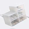 Front Open Shoe Box Set Rack Stack Foldable Shoe Box Plastic Storage Case Clear White Stackable Organizer (24 shoe boxes angel white large (round hole)) view 2