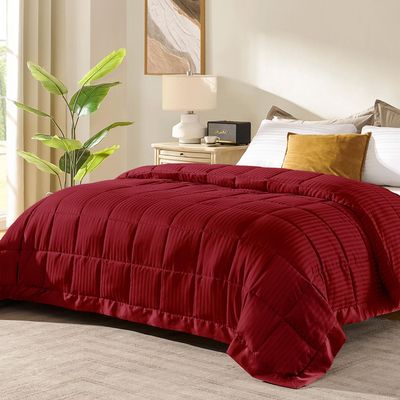 downluxe King Size Blanket with Satin Trim, Lightweight Down Alternative King Blanket for All Season, Machine Washable (Red, 108 x 90 Inch)