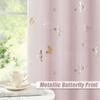 Jubilantex Pink and Gold Butterfly Blackout Curtains 95" Length for Baby Girls Nursery Bedroom 80% Blackout Grommet Window Treatment,1 Pair Lavender Pink/Baby Pink view 2