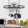 YIYIBYUS Square Grid Wall Mount Pot Rack,Ceiling Mount Grid Pot Pan Rack,Kitchen Cookware Hanging Organizer for Kitchen Storage and Organization, Iron Material(Black) view 3