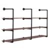 Pynsseu Industrial Iron Pipe Shelving Brackets Unit, Farmhouse Wall Mounted Pipe Shelves for Kitchen Bathroom, DIY Bookshelf Living Room Storage, 3Pack of 4 Tier view 1